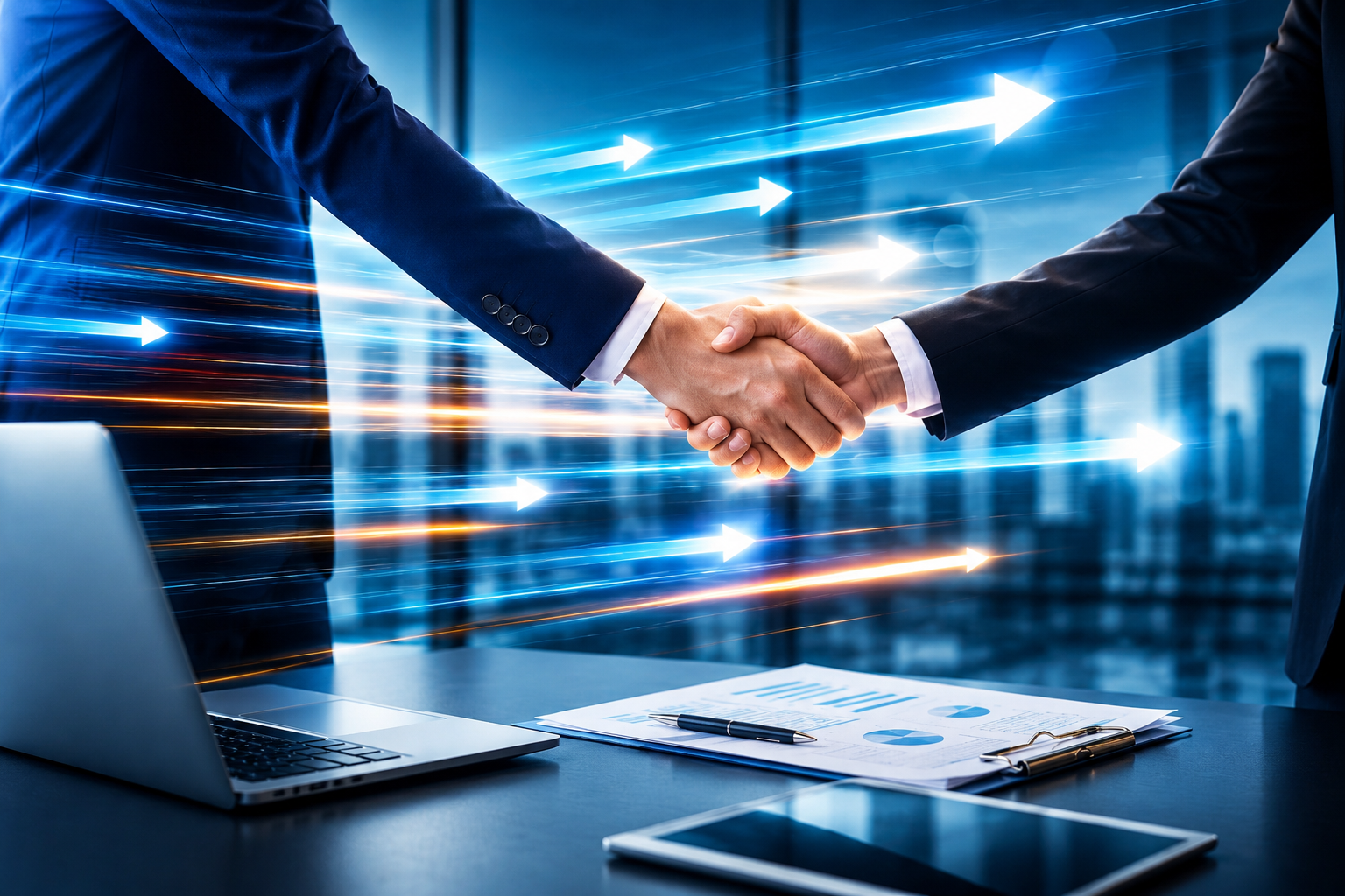 Business professionals shaking hands